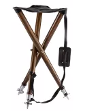 SIÈGE TRÉPIED PLIANT BOIS ETCUIR PIEDS ALU 75CM