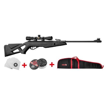 PACK CERISE 2023 SHADOW X1000 CAL/4.5MM 19.9J + LUNETTE 4x32WR + 50 CIBLES + FOURREAU + 250 PLOMBS MATCH GAMO