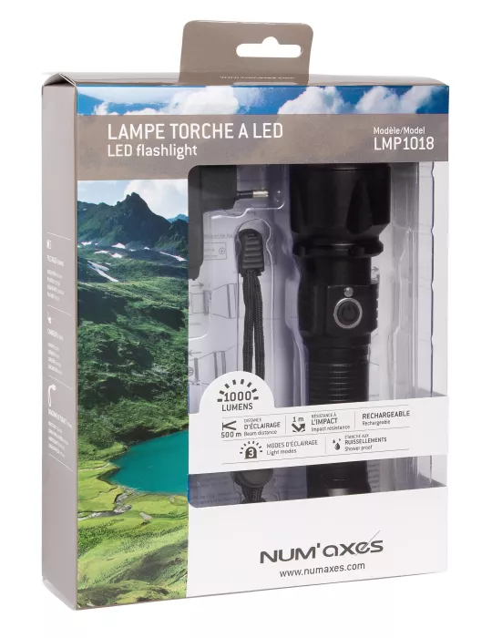 LAMPE TACTIQUE RECHARGEABLE NUM'AXE LED 1000 LUMENS