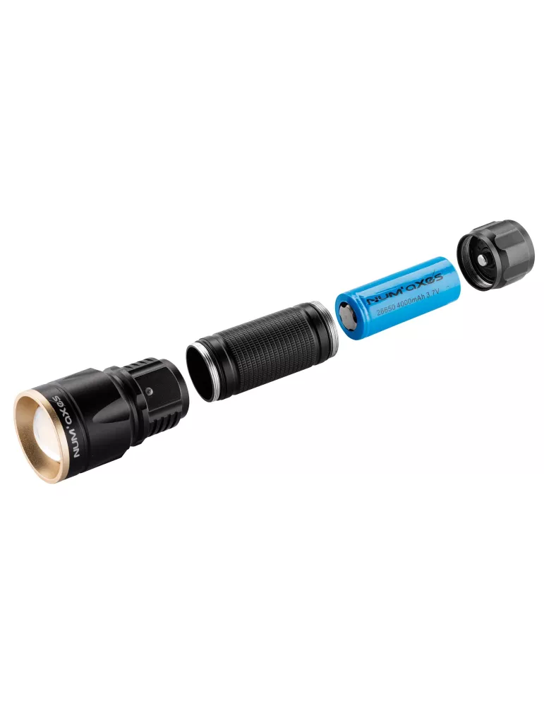 LAMPE TACTIQUE RECHARGEABLE NUM'AXES 3 LED BLANCHE/ROUGE/VERTE 1000 LUMENS