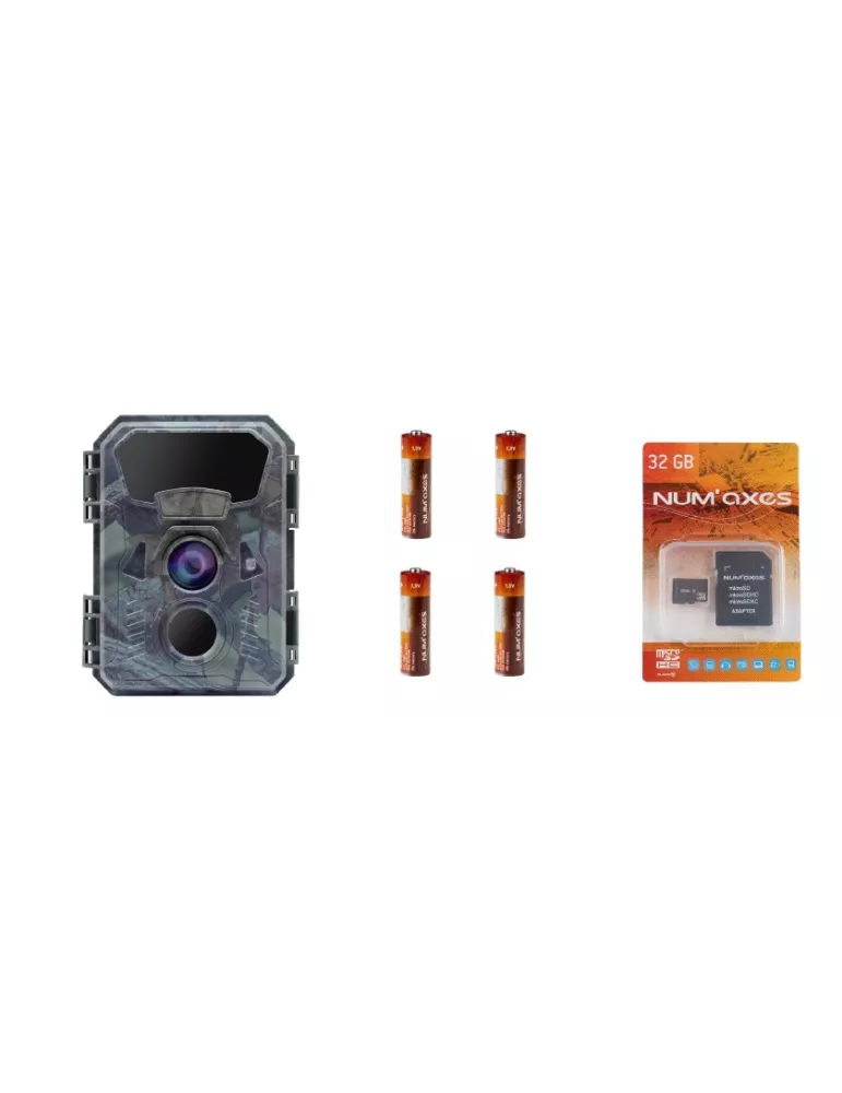 PACK PIEGE PHOTOGRAPHIQUE PIE1066 NUM'AXES + 4 PILES AA LR6 + CARTE MEMOIRE 32 GB