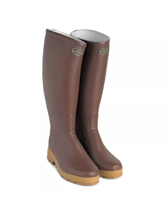 BOTTES SAINT-HUBERT HOMME LE CHAMEAU DOUBLEES DE CUIR MARRON