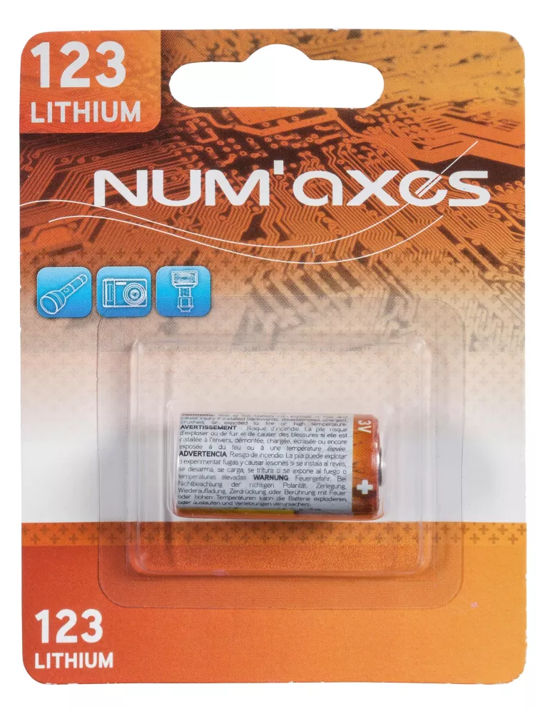 1PILE CR123 A LITHIUM 3V NUM'AXES