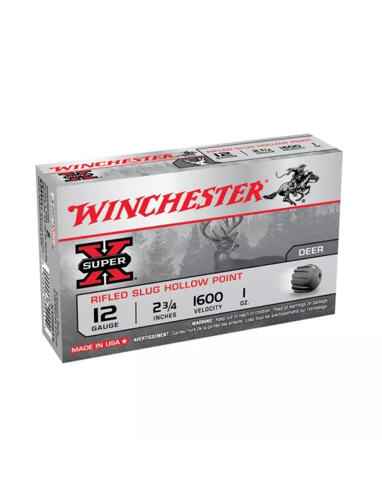CARTOUCHES A BALLE WINCHESTER SUPER-X RIFLED SLUG CAL12/70 28GR