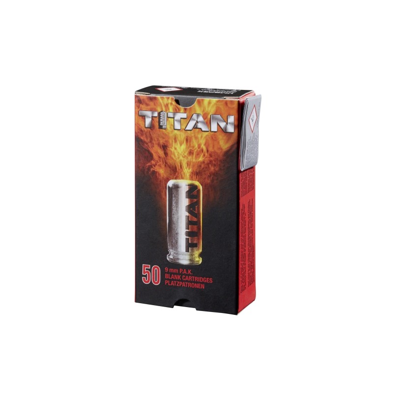 50 MUNITIONS A BLANC TITAN POUR PISTOLET CAL9MM PAK