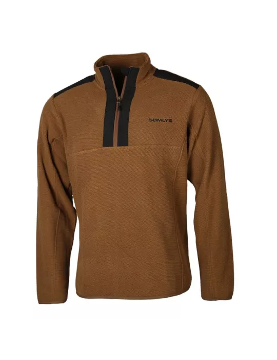 PULL SOMLYS COL MONTANT ZIPPE CAMEL