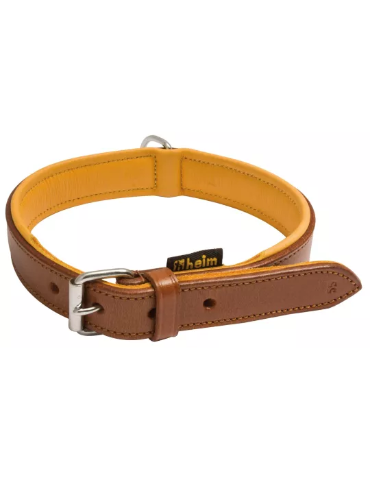 COLLIER POUR CHIEN EN CUIR MARRON, DOUBLE CUIR
