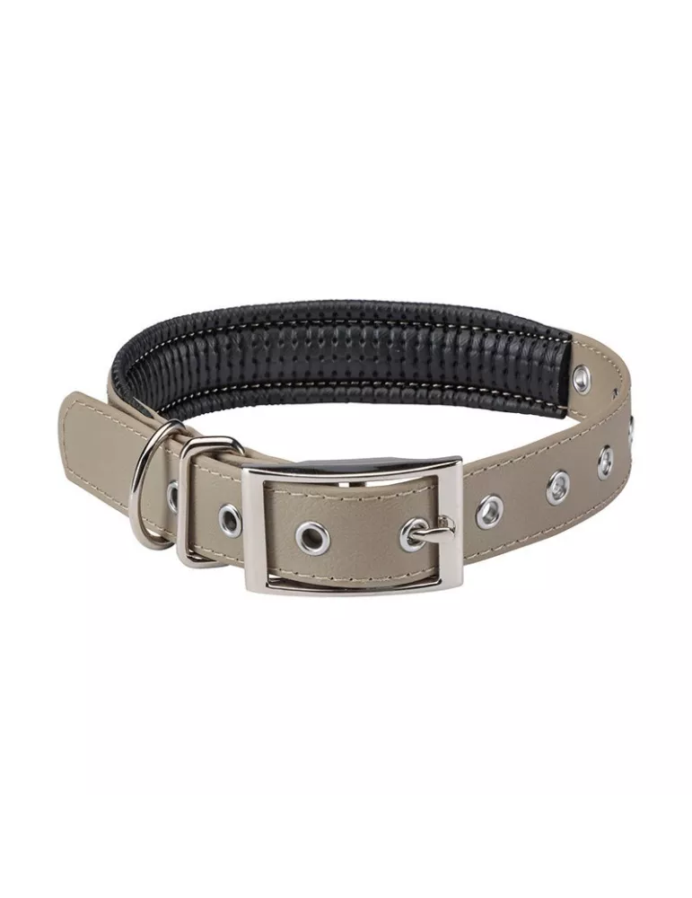 COLLIER CHIEN STEPLAND DOUBLE 60 CM TAUPE