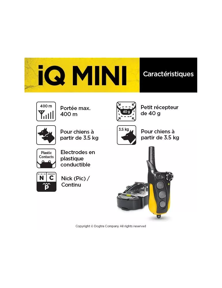COLLIER DE DRESSAGE IQ MINI DOGTRA POUR CHIEN DE PETITE TAILLE