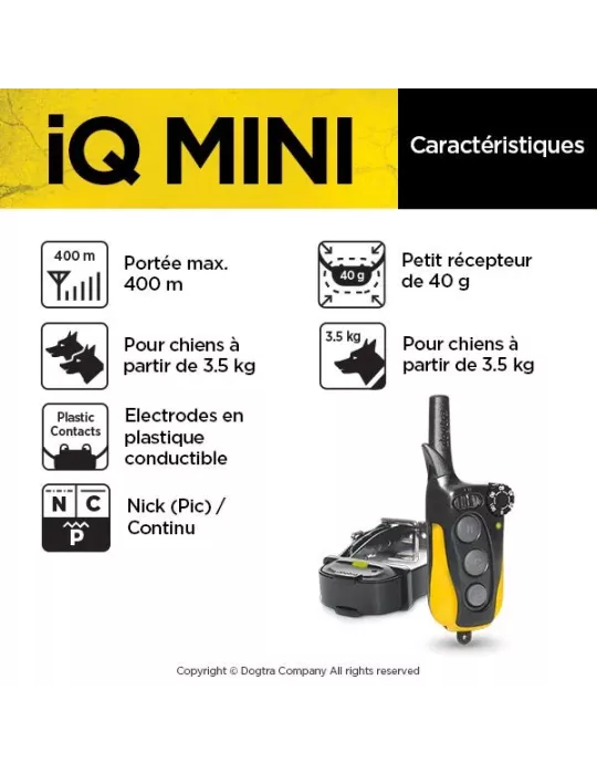 COLLIER DE DRESSAGE IQ MINI DOGTRA POUR CHIEN DE PETITE TAILLE