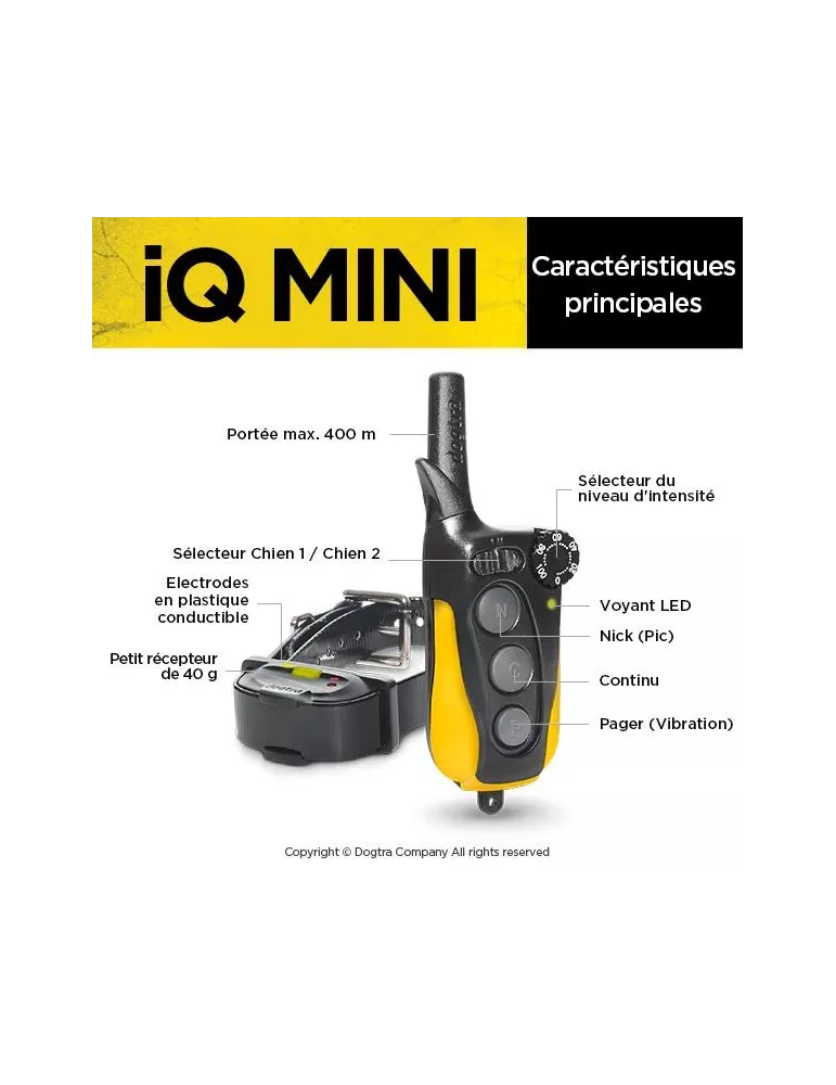 COLLIER DE DRESSAGE IQ MINI DOGTRA POUR CHIEN DE PETITE TAILLE