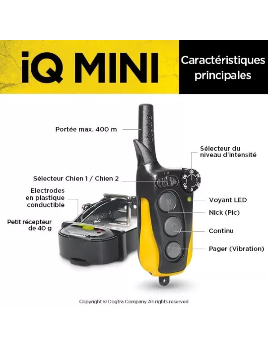 COLLIER DE DRESSAGE IQ MINI DOGTRA POUR CHIEN DE PETITE TAILLE