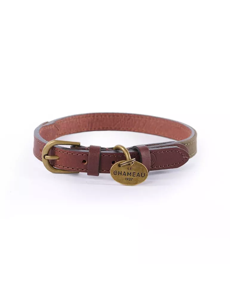 COLLIER POUR CHIEN LE CHAMEAU COTTON/CUIR TAILLE M