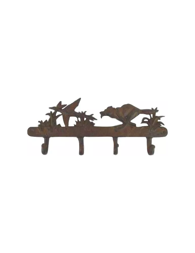 PORTE MANTEAU CHIEN ET FAISAN EN FONTE