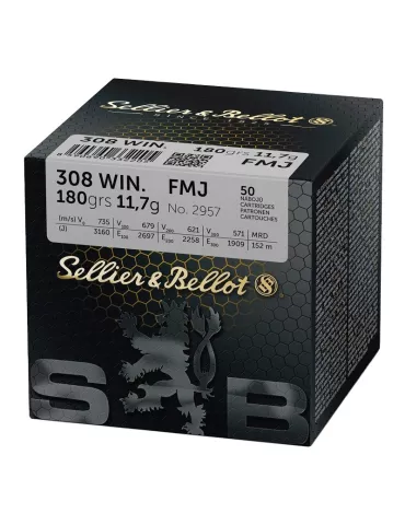 CARTOUCHES SELLIER & BELLOT 308 WIN FMJ 180GRS 11.7G VRAC /50