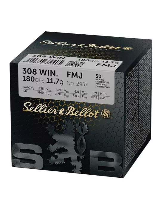 CARTOUCHES SELLIER & BELLOT 308 WIN FMJ 180GRS 11.7G VRAC /50