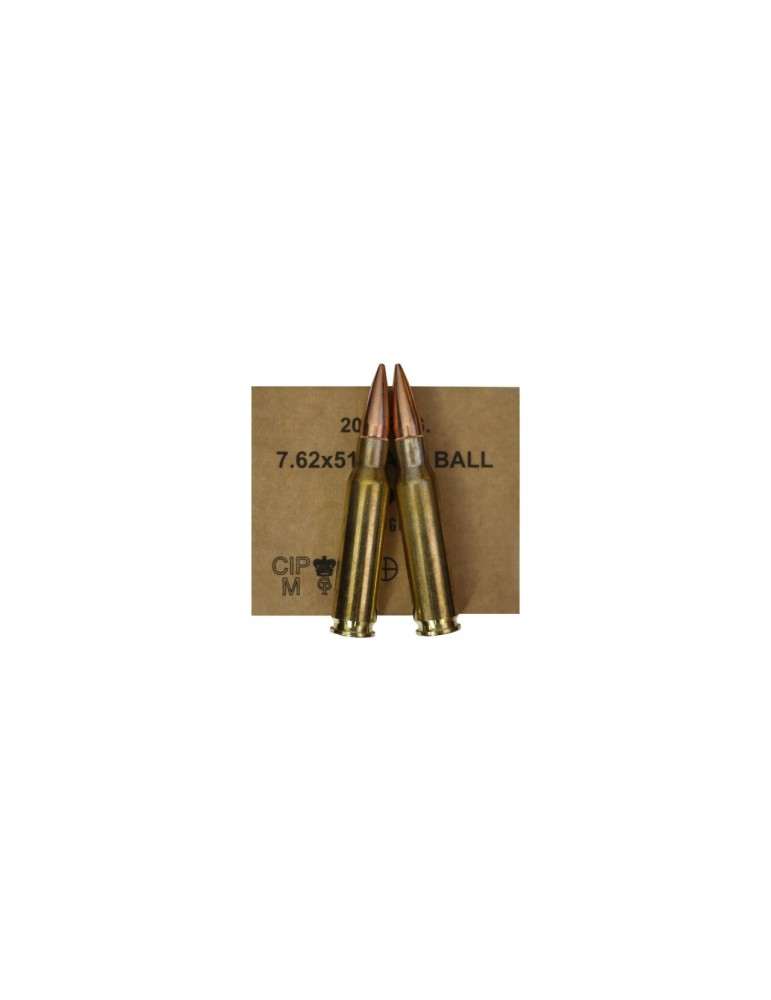 CARTOUCHES GGG 7.62x51 TYPE M80 (308 WIN) FMJ 147gr /20