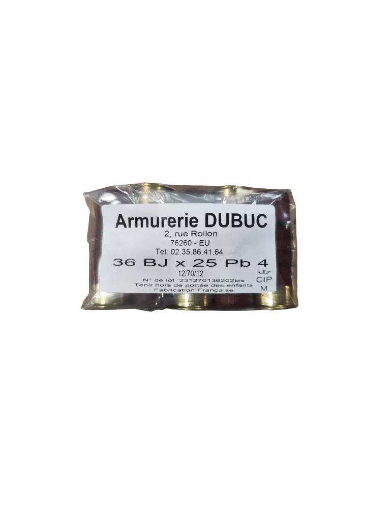 CARTOUCHES JOCKER LA 36 ARMURERIE DUBUC CAL12/70 PB N°4/5/6 BJ 36GR