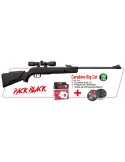 PACK GAMO BLACK 1000 19.9J CERISE 2024 CARABINE APLOMB BIG CAT 19.9J + LUNETTE 4X32 LC + CIBLES + PLOMBS