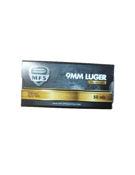 CARTOUCHES MFS 9MM LUGER 8.0G 124GR FMJ /50